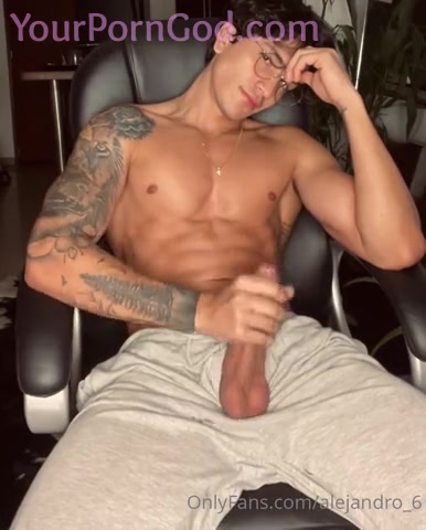 onlyfans model alejandro pino jerks his huge cock and shoot his load _2