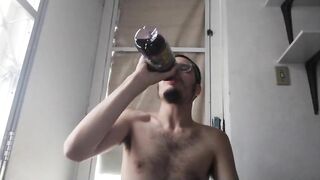 Faggot boy swallowing a grape juice \ food fetish nathan nz