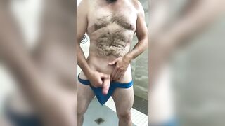 Strip Tease while getting into the Shower to Masturbate & Swallow own Cum for you Jetsfan1983 - BussyHunter.com