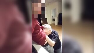 Master gets blowjob in the kitchen BottomSlutCO