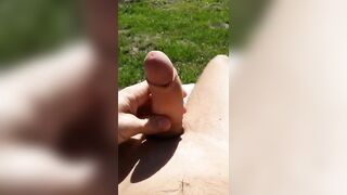 Stroking my 7.5 Inch Cock in my Garden SelfSuckLust - BussyHunter.com