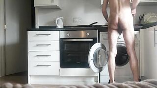 Naked sexy hairy guy making breakfast Michael200586