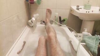 Showing off my sexy long skinny feet and legs while taking a bubble bath Peter bony