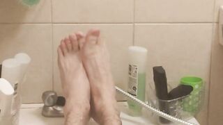 Showing off my sexy long skinny feet and legs while taking a bubble bath Peter bony