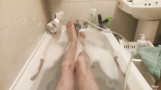 Showing off my sexy long skinny feet and legs while taking a bubble bath Peter bony