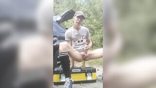 Outdoor anal dildo skinnybodyman