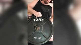 NSFW Grip Strength Training @ the Gym while Humping the Hole of a 45 Pound Barbell Plate until I Cum Jetsfan1983 - BussyHunter.com