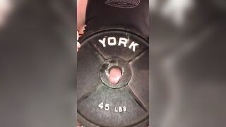 NSFW Grip Strength Training @ the Gym while Humping the Hole of a 45 Pound Barbell Plate until I Cum Jetsfan1983 - BussyHunter.com