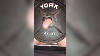 NSFW Grip Strength Training @ the Gym while Humping the Hole of a 45 Pound Barbell Plate until I Cum Jetsfan1983 - BussyHunter.com