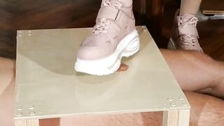 Domina Cock Stomping Slave in Pink Boots Pt1 HD Beth Kinky