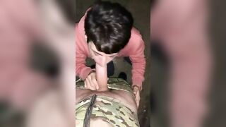 Sucking a Huge Dick from a Soldier in the Unit. Cum in my Mouth Cris Fabio - BussyHunter.com