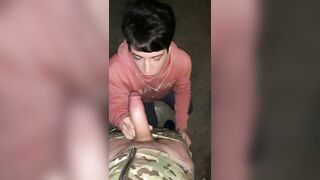 Sucking a Huge Dick from a Soldier in the Unit. Cum in my Mouth Cris Fabio - BussyHunter.com