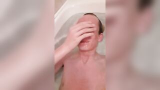 Very skinny teen shows himself putting his head underwater Peter bony