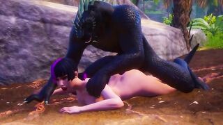 Japanese TEEN FUCKS FURRY GODZILLA, anal creampie, (Wild Life game) YR Lesnik