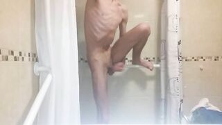 Very skinny teen strokes his very hard cock in bathroom Peter bony