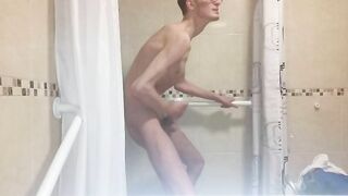 Very skinny teen strokes his very hard cock in bathroom Peter bony