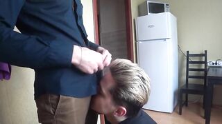 Russian guy sucks his neighbor in the kitchen and eats his cum for breakfast KolinArt - Amateur Gay Porn