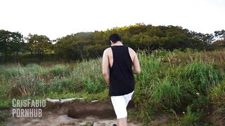 Russian Guy Jerks off a Dick in Nature while Watching Porn and Cums Great. Cris Fabio - Amateur Gay Porn