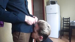 Russian Guy Sucks his Neighbor in the Kitchen and Eats his Cum for Breakfast KolinArt - BussyHunter.com