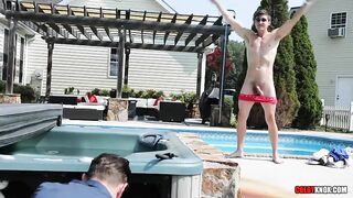 SEXY Uncut British Repairman Drew Dixon Gets Dicked down RAW by the Pool Colby Knox - BussyHunter.com