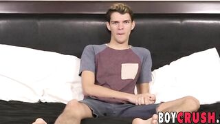 Skinny twink Max Rose jerks off solo during an interview Boy Crush - Amateur Gay Porn