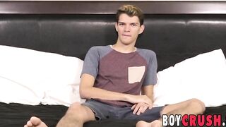 Skinny twink Max Rose jerks off solo during an interview Boy Crush - Amateur Gay Porn