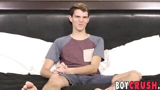 Skinny twink Max Rose jerks off solo during an interview Boy Crush - Amateur Gay Porn