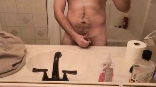 Jerking off in the bathroom with a rubber band around my balls Anti-Waffle - Amateur Gay Porn