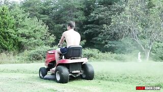 Redneck Boys Fuck over a Lawn Mower Bareback Colby Knox - BussyHunter.com