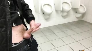 Pissing in the men's room NOT in the urinals - but first a bit dick fun smellmydick - Amateur Gay Porn