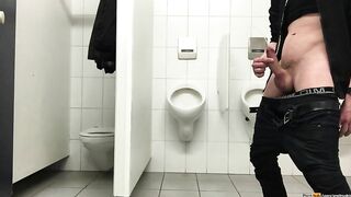 Pissing in the men's room NOT in the urinals - but first a bit dick fun smellmydick - Amateur Gay Porn