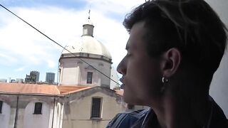 Hot Guy Touches himself and Kinks next to a Church, he Cums all over himself kissmydick - BussyHunter.com