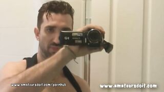 Aussie Amateur Lucas Puts on a Hot Solo JO as he Watches himself in Mirror Australian Amateurs Do It - BussyHunter.com