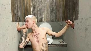 Young, Tattooed Twink Gave himself up to Strangers in the Toilet Cabin Falcon Al - BussyHunter.com