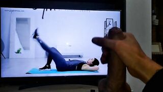 Masturbating a Good Cock Watching a Virtual Gym Class from a Mature Brunette with Fit Body Jomilove - BussyHunter.com