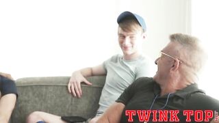 3 Horny, Hung Boys Bareback their Sexy DILF Sports Coaches Twink Top - BussyHunter.com