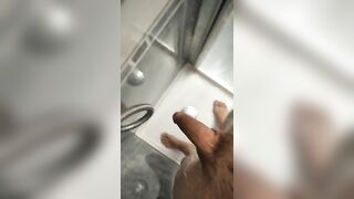 Jerking Big Cock in Shower, Cream Baths Cock and Squirting on Feet Jomilove - BussyHunter.com