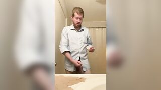 Nailing Myself in the Bathroom in my Blue Button Down Shirt BlondNBlue222 - Amateur Gay Porno