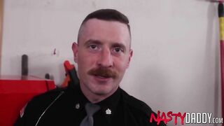 NASTYDADDY Police Officer Jack Reed Jerks off Big Dick Solo Nasty Daddy