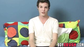 Interviewed twink unloads his cum during masturbation Boy Crush - Amateur Gay Porno