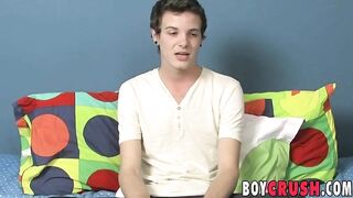 Interviewed twink unloads his cum during masturbation Boy Crush - Amateur Gay Porno