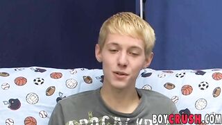 Interviewed blonde twink Kenny Monroe wanking off and cums Boy Crush - Amateur Gay Porno