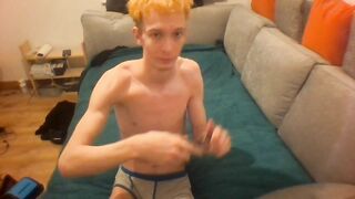 Skinny blonde teen stretches his body out on sofa and shows off ribs Peter bony - Amateur Gay Porno