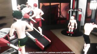 Hero's Workout - Foursome; Midoriya Bakugo Ida Todoroki - my Hero Academia 3D Animation Parody Llama Del Geh - BussyHunter.com