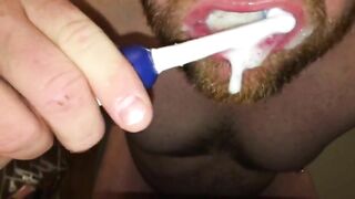 Cum Watch the Foaming Action of my Cum as Toothpaste while Brushing my Teeth with a Oral-B Spinbrush Jetsfan1983 - BussyHunter.com