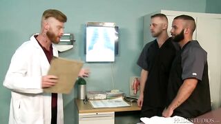 Rough Muscle Doctor Fucks his Interns - HOT GROUP