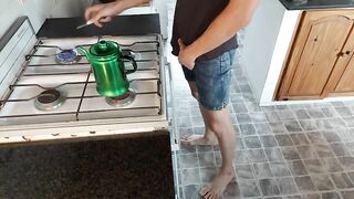 Guy Gets Extremely Horny in the Kitchen and needs to Jack off right away sharomestone - BussyHunter.com