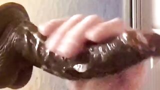 Straight Married Man Passionately Sucks this Dildo while Jerking off in the Shower Jetsfan1983 - BussyHunter.com