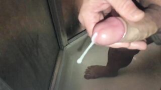 Close up Slow Motion Jerking off my Uncut Cock in the Shower, Slow Motion Cumshot 240FPS Jetsfan1983 - BussyHunter.com