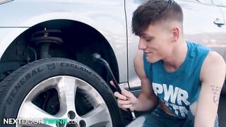 Twink Mechanic Manually Tunes up Client's Rod - NextDoorTwink - BussyHunter.com